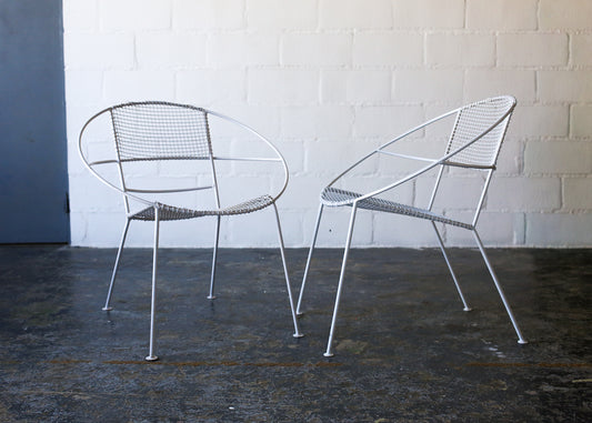 Pair of Mid-century Style Steel Patio Chairs - new