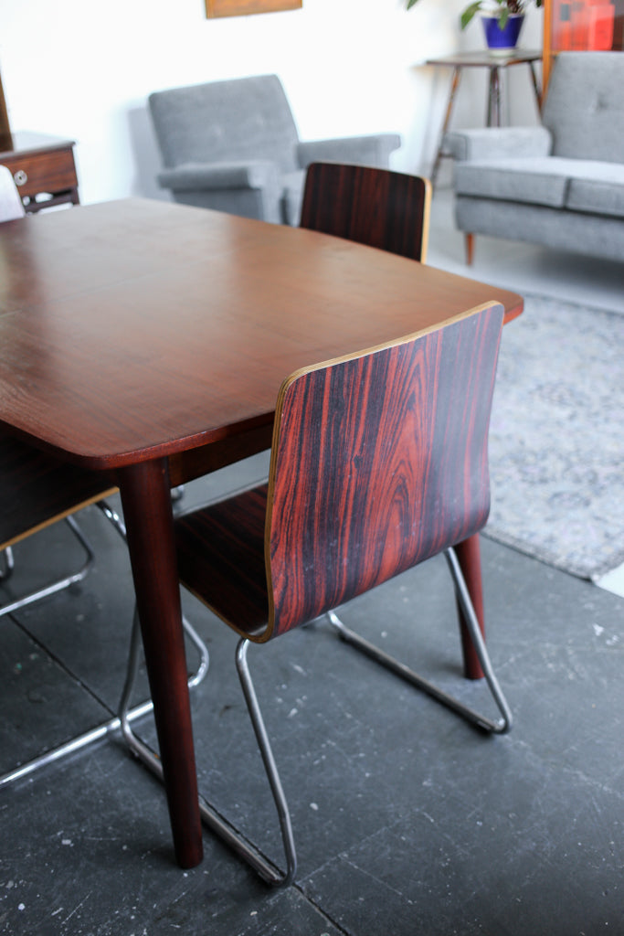 Four Chrome and Bentwood Dining Chairs