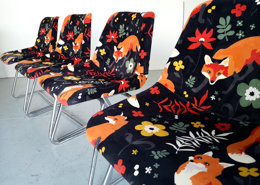 Four Covered Polyside Chairs by Robin Day for Hille