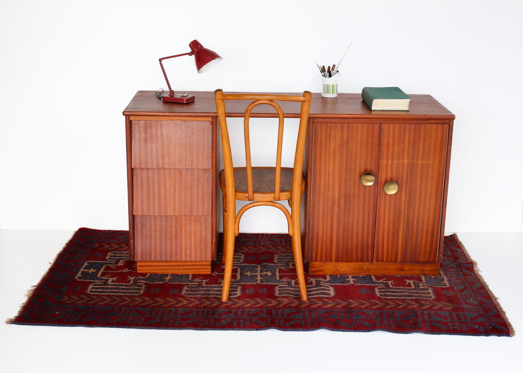 Narrow Desk With Drawers and Cabinet