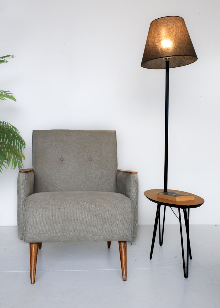 Atomic Style Side Table with Tall Lamp