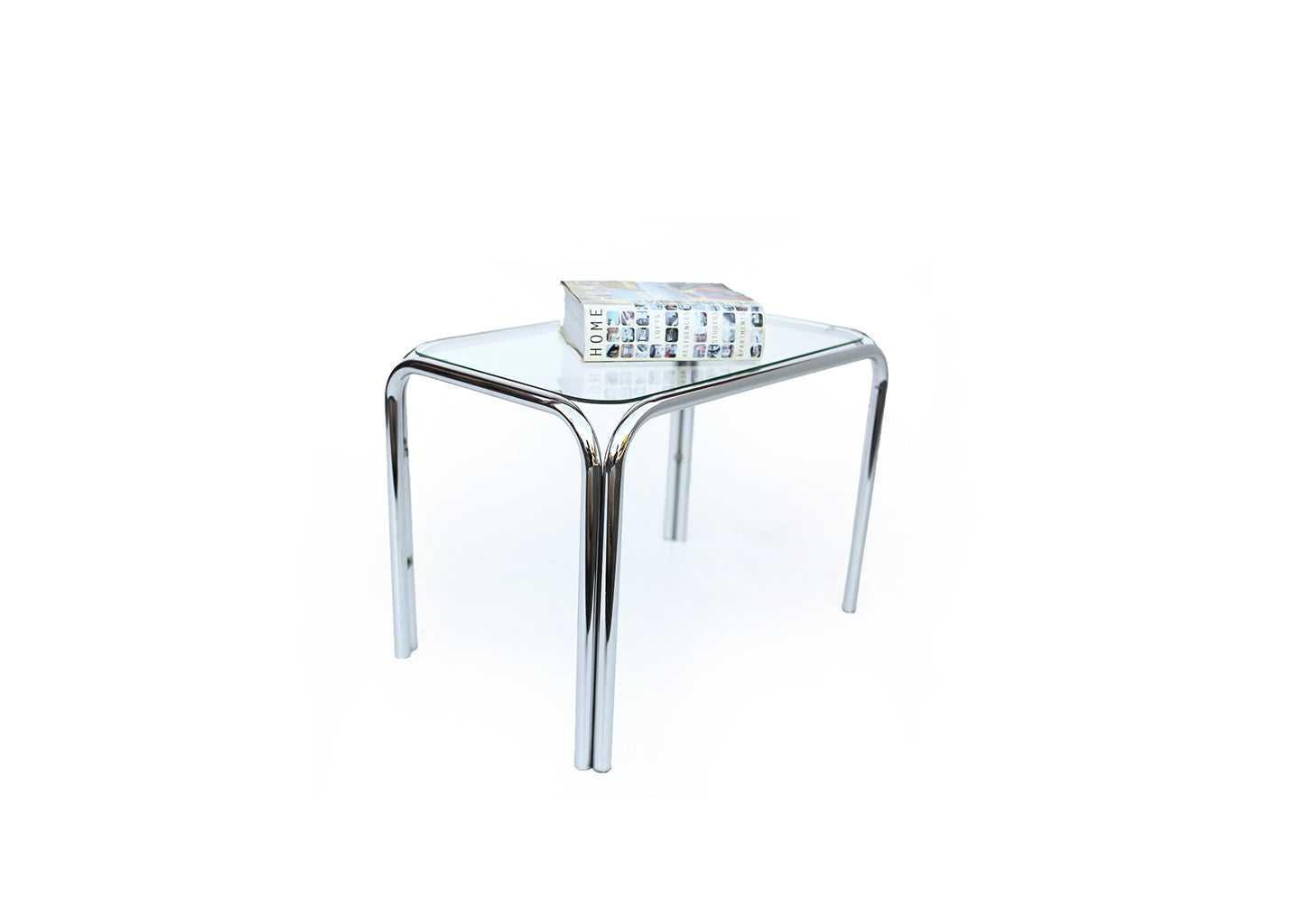 70s Chrome and Glass Side Table