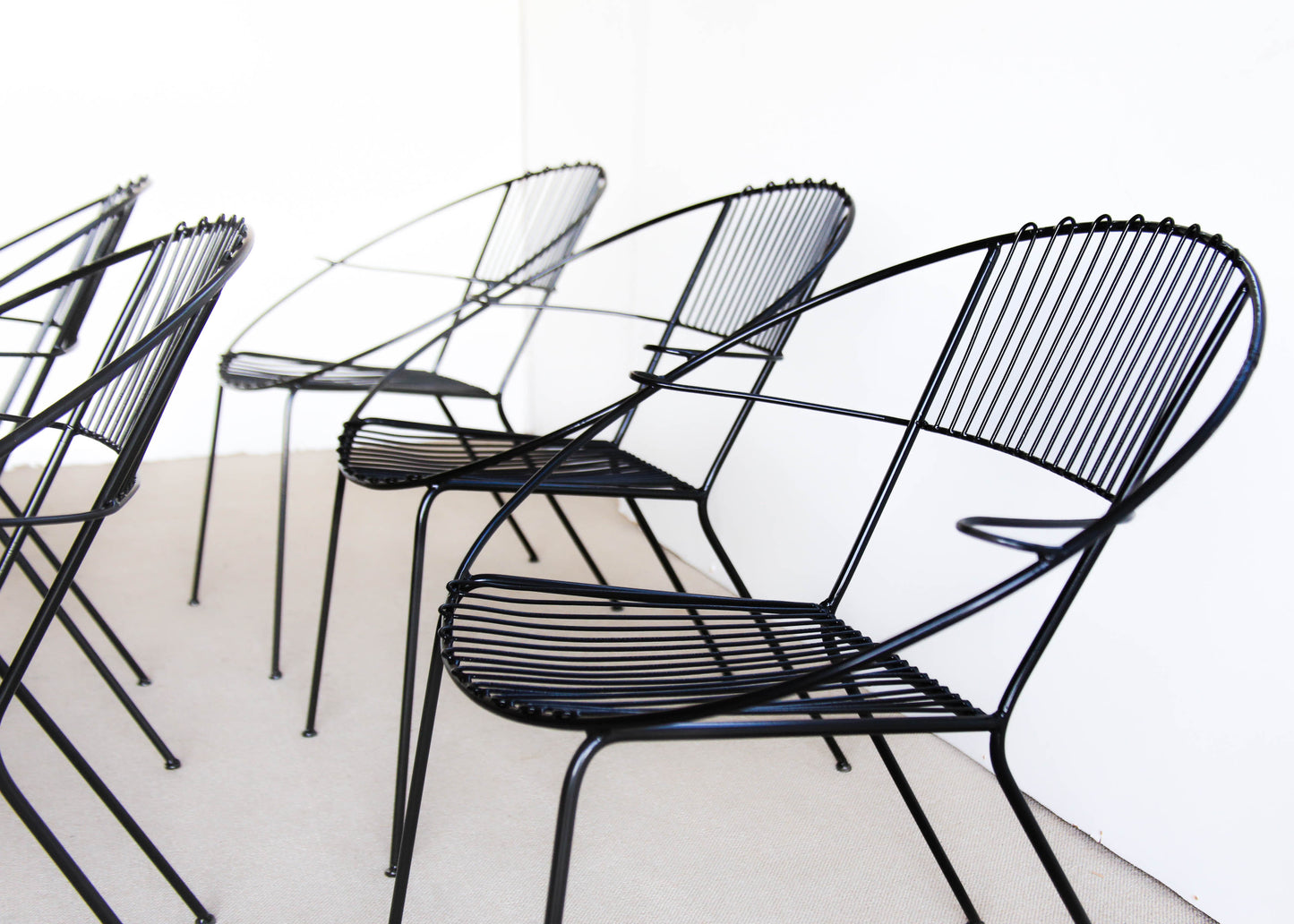 Vintage Wire Hoop Patio Chairs - three pairs