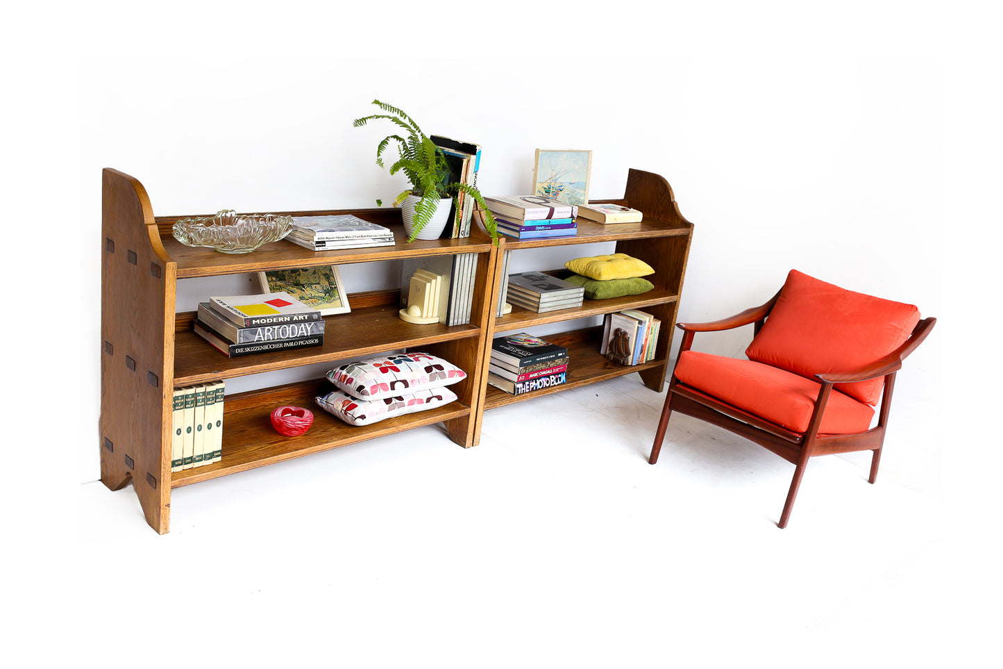 Two Heavy Vintage Oak Bookcases - priced per item