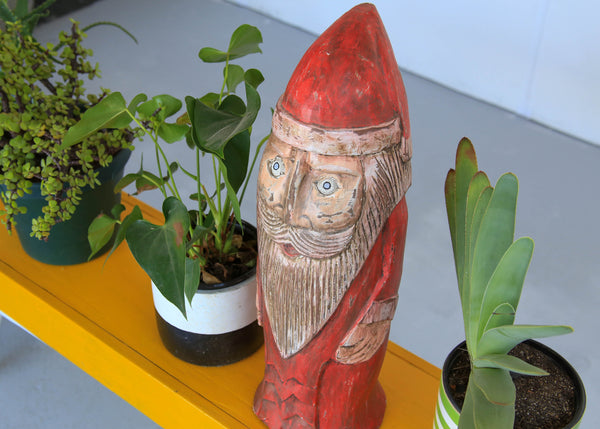 Large Wood Carved Garden Gnomes