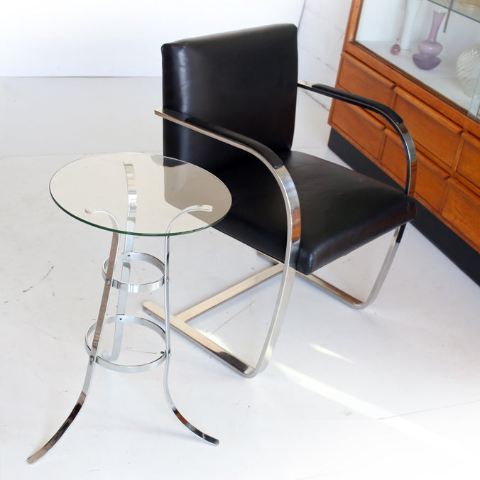 A Pair of 1970s Chrome and Glass Side Tables
