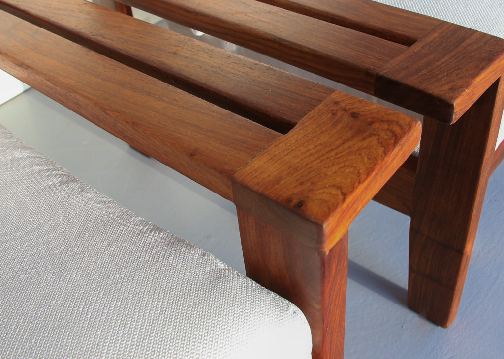 Vintage Kiaat Sofa by John Tabraham for Kallenbach's - Off-White