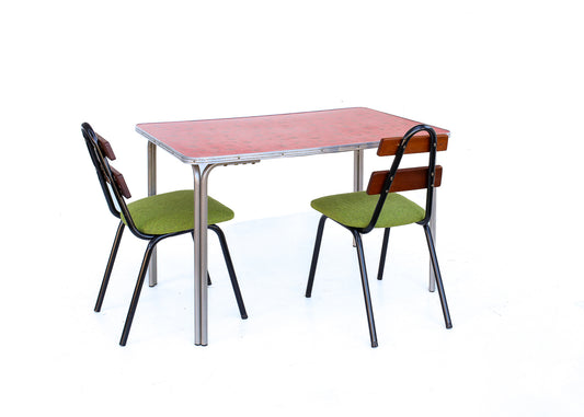 Red Formica Top Kitchen Table - 1950s