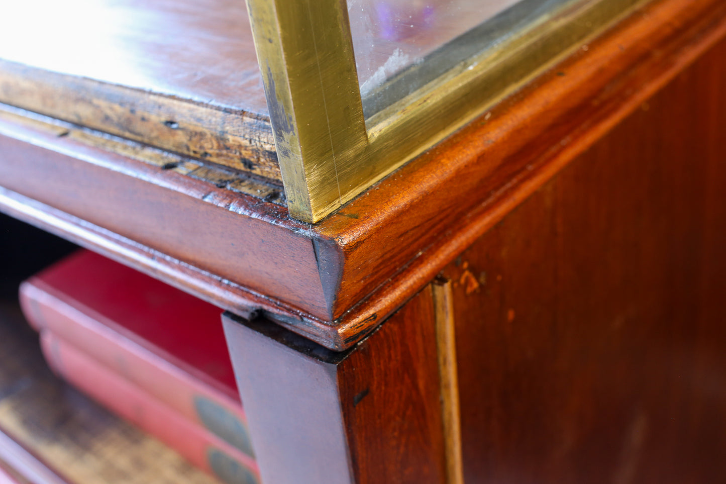 Art Deco Glass-Top Display Cabinet with Bakelite Inlay (two available)