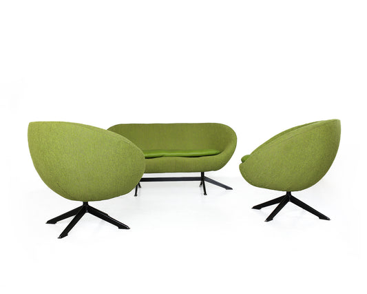 Zodiac Two-Seater and Pair of Swivel Chairs in Apple Green - priced per item