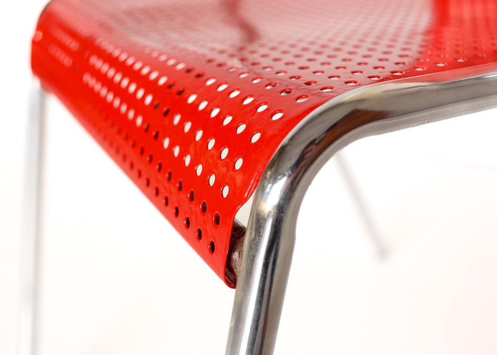 Three 80s Steel Stacking Chairs - priced per chair