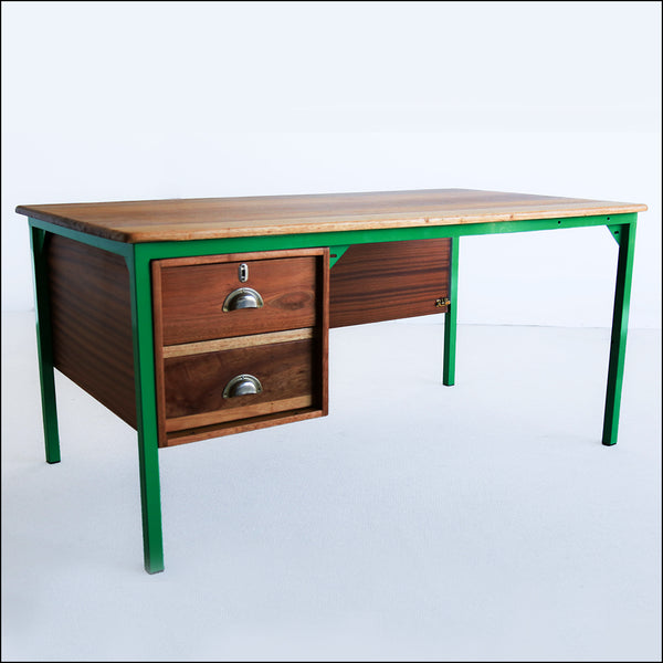 Green or Red Steel Frame Vintage Office Desk