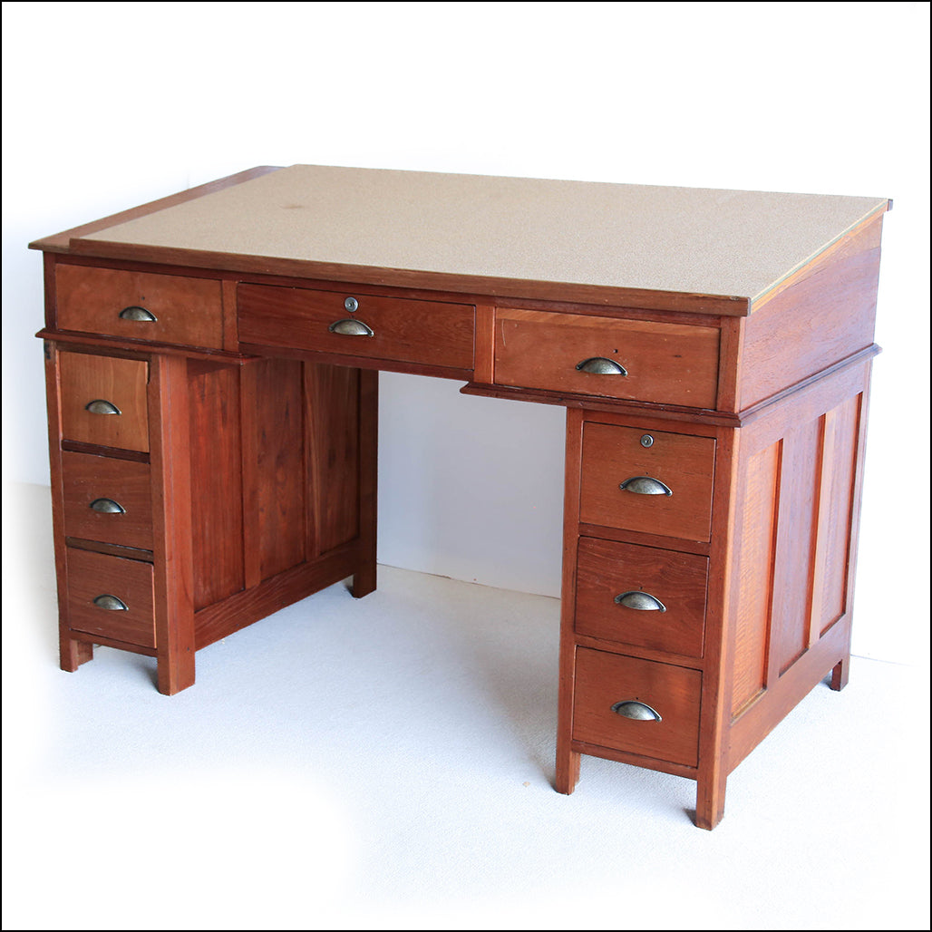 Antique Standing Desk with a Sloped Top