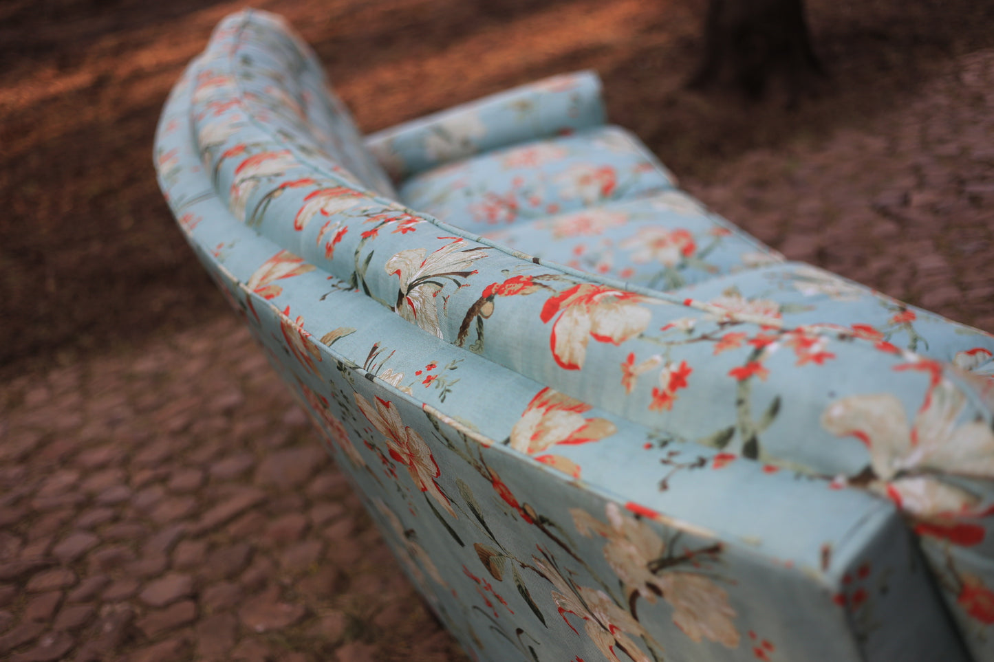 1960's Curved Couch with New Upholstery