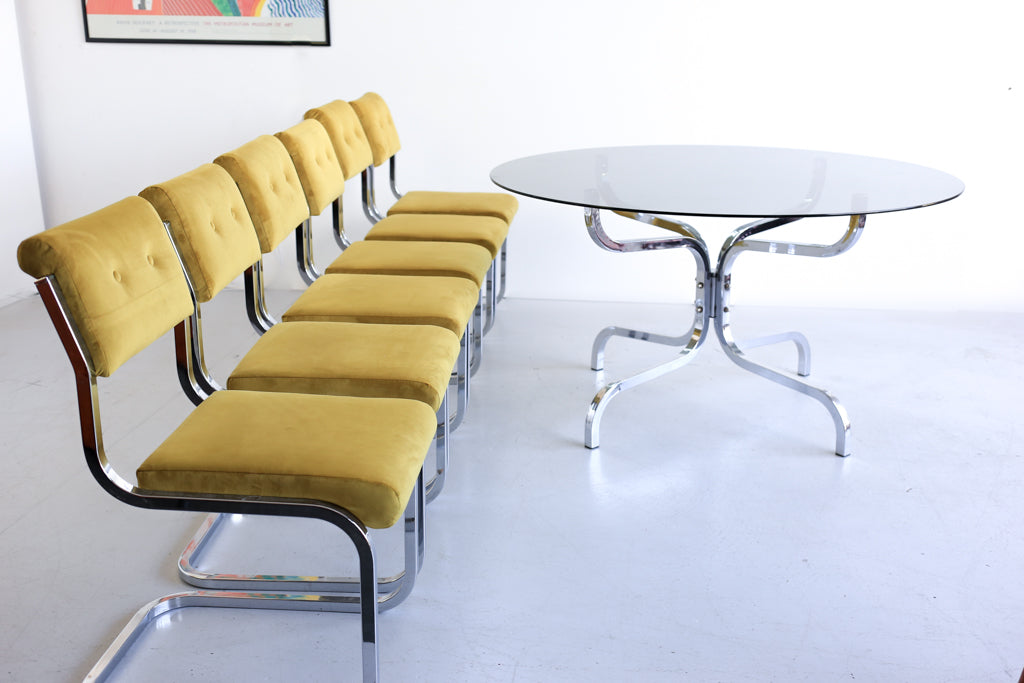 Round 1970's Glass and Chrome Table
