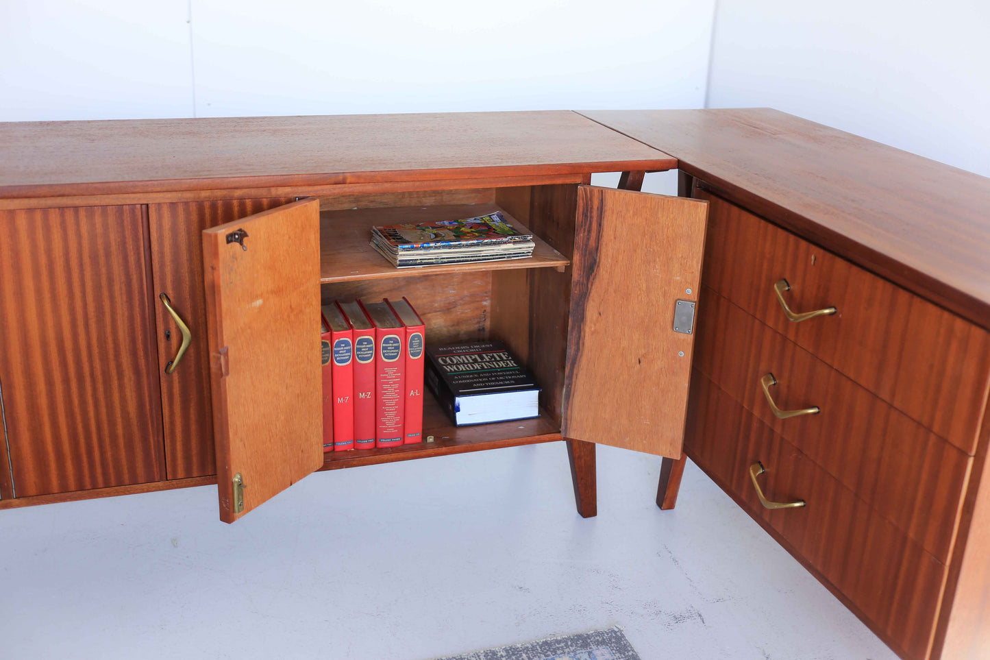 Three Piece Sapele Mahogany Corner Desk