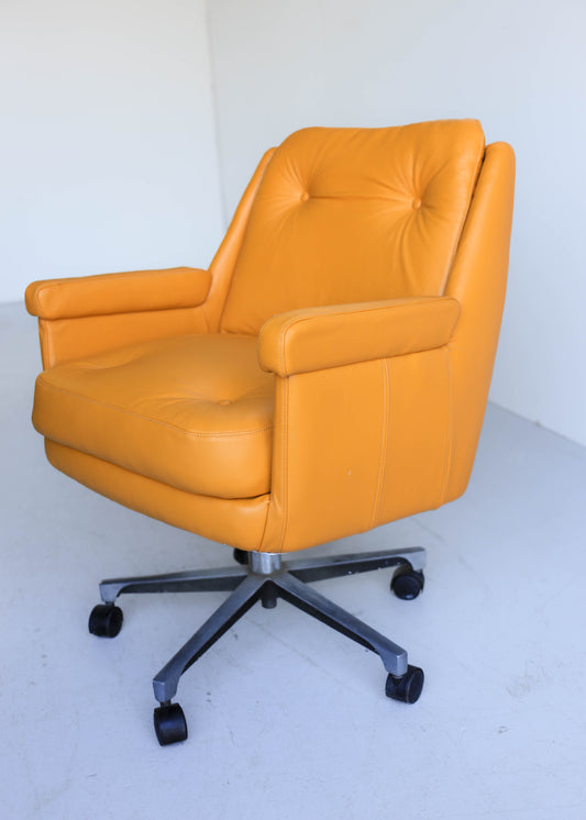 Retro Office Chair in Yellow Leather