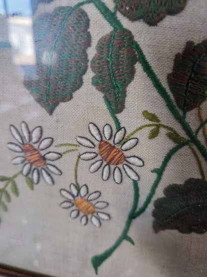Vintage Needlepoint Floral Artwork