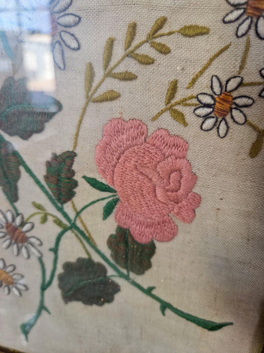 Vintage Needlepoint Floral Artwork