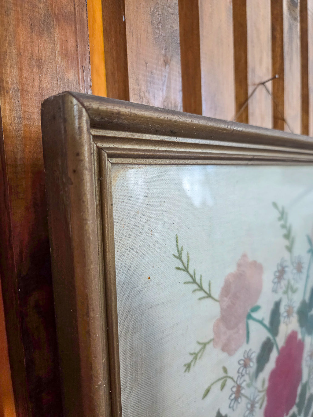 Vintage Needlepoint Floral Artwork