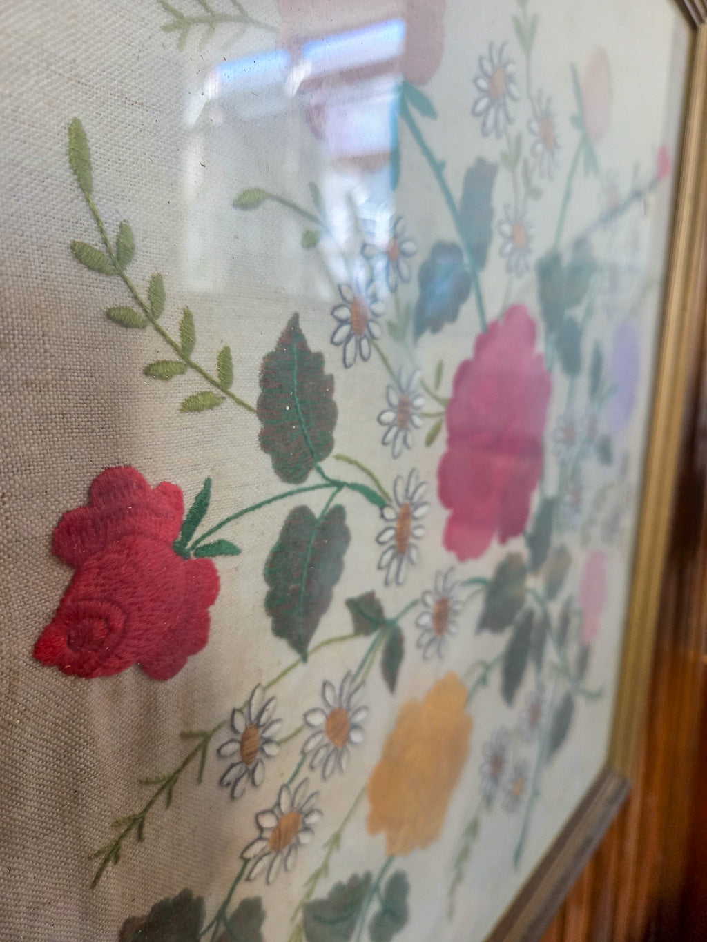 Vintage Needlepoint Floral Artwork