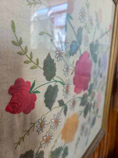 Vintage Needlepoint Floral Artwork