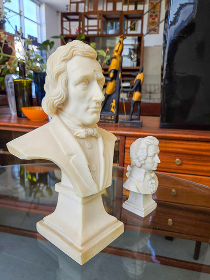 Pair of Vintage Composer Busts: Chopin and Mozart