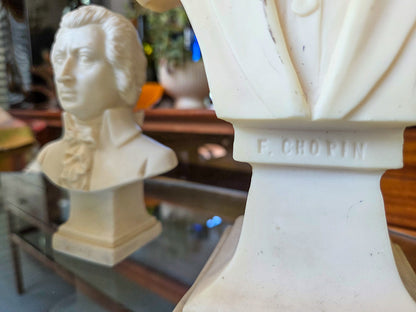Pair of Vintage Composer Busts: Chopin and Mozart