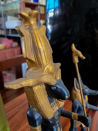 Pair of Egyptian Revival Figures: Anubis and Khnum