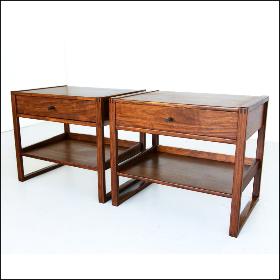 A Pair of Solid Kiaat Bedside Cabinets by DS Vorster