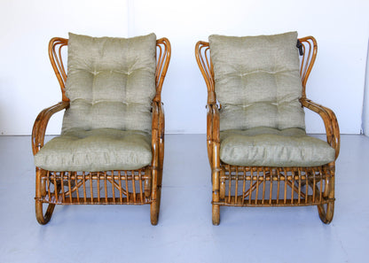 A Pair of Wingback Cane Armchairs