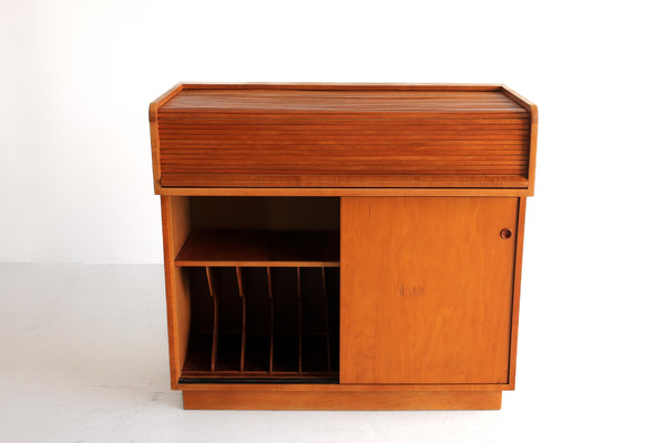 Vintage Roll Top Beech Wood Cabinet