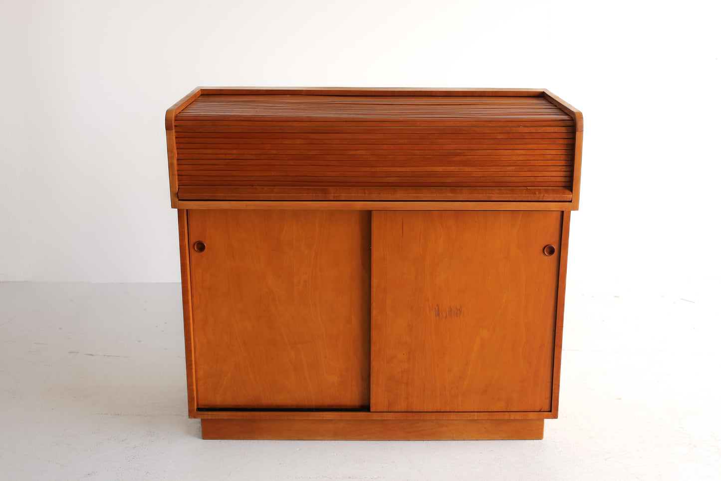 Vintage Roll Top Beech Wood Cabinet