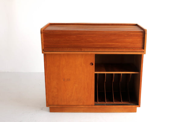 Vintage Roll Top Beech Wood Cabinet