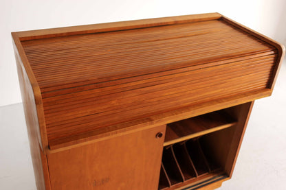 Vintage Roll Top Beech Wood Cabinet