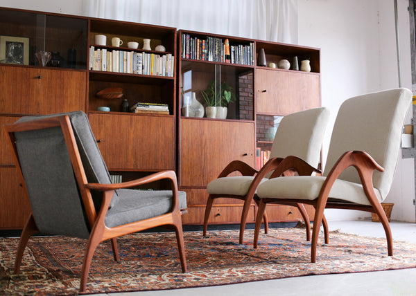 Solid Wood Mid-century Wall Unit