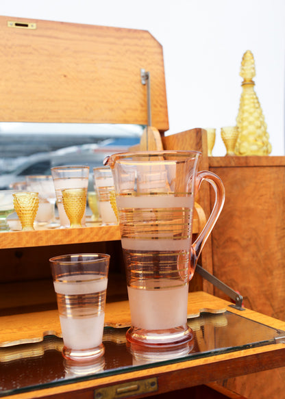 Pink and Gold Glass Lemonade Set