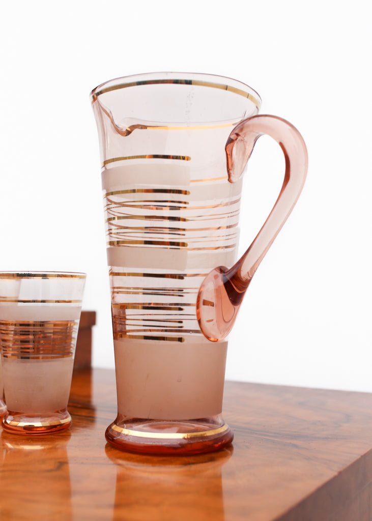Pink and Gold Glass Lemonade Set