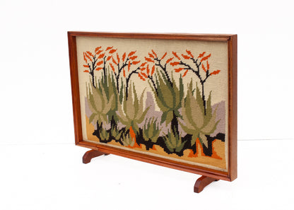 Large Aloe Needlepoint Screen