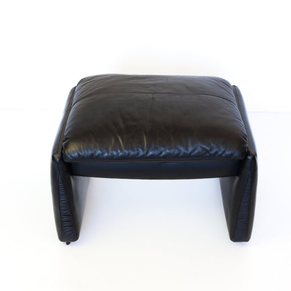 Black Leather Footstool