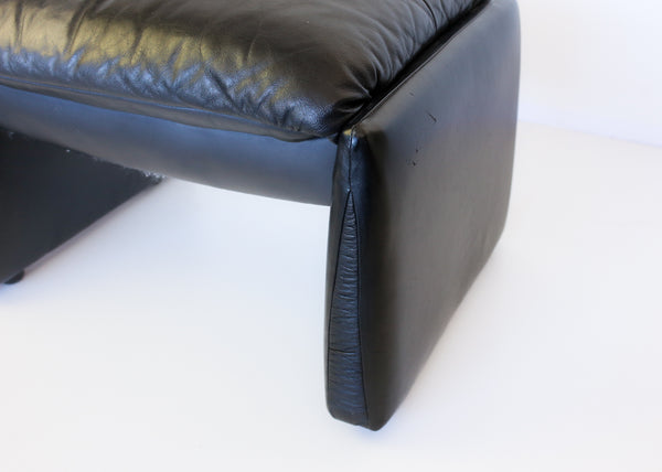 Black Leather Footstool