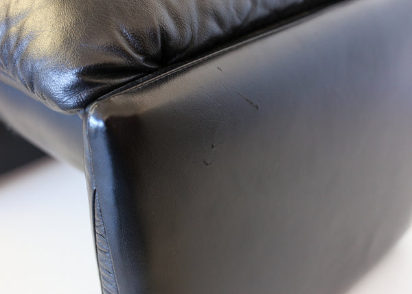 Black Leather Footstool