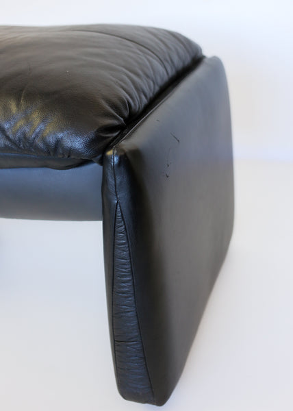 Black Leather Footstool