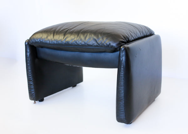 Black Leather Footstool