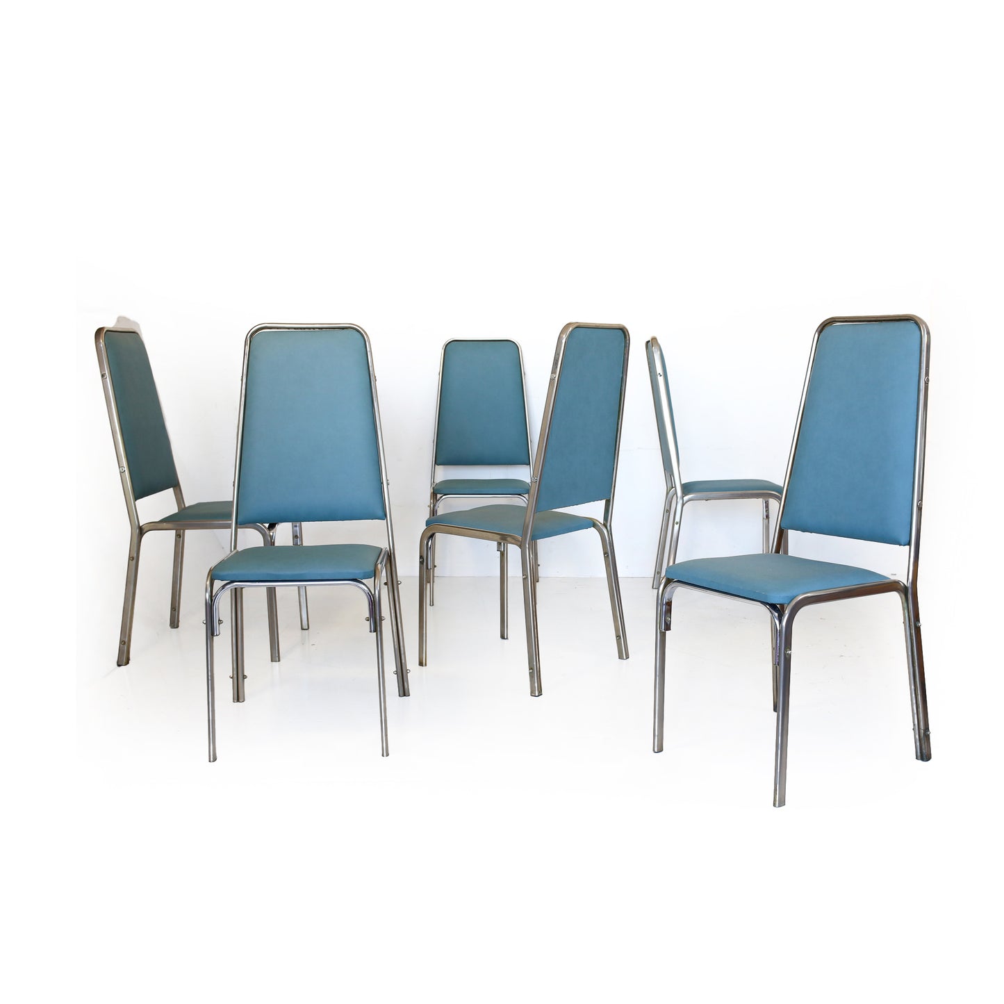 Set of Six Retro Steel Frame Chairs