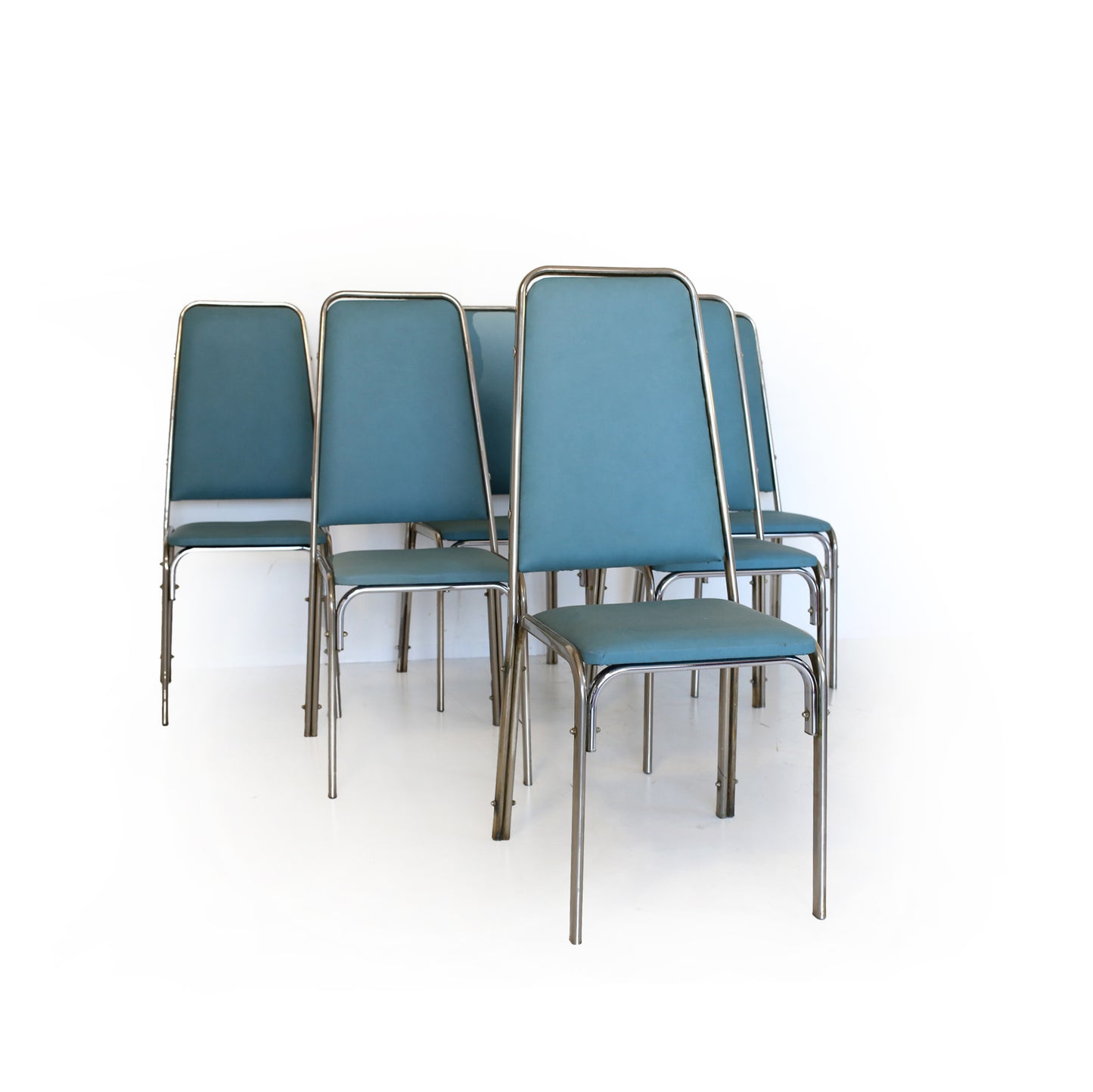 Set of Six Retro Steel Frame Chairs