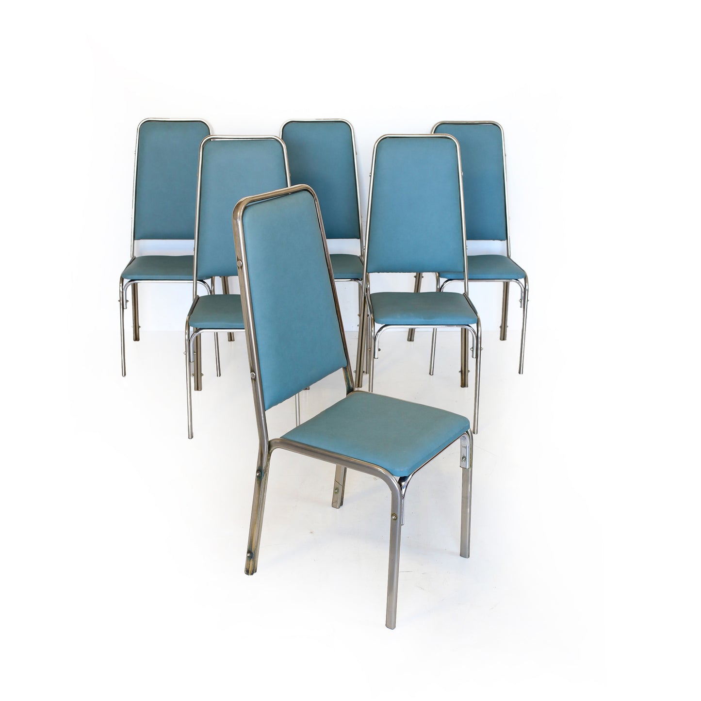 Set of Six Retro Steel Frame Chairs