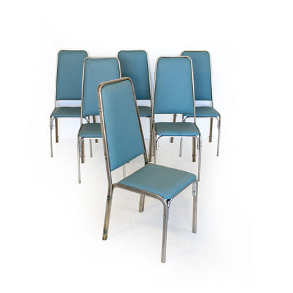 Set of Six Retro Steel Frame Chairs