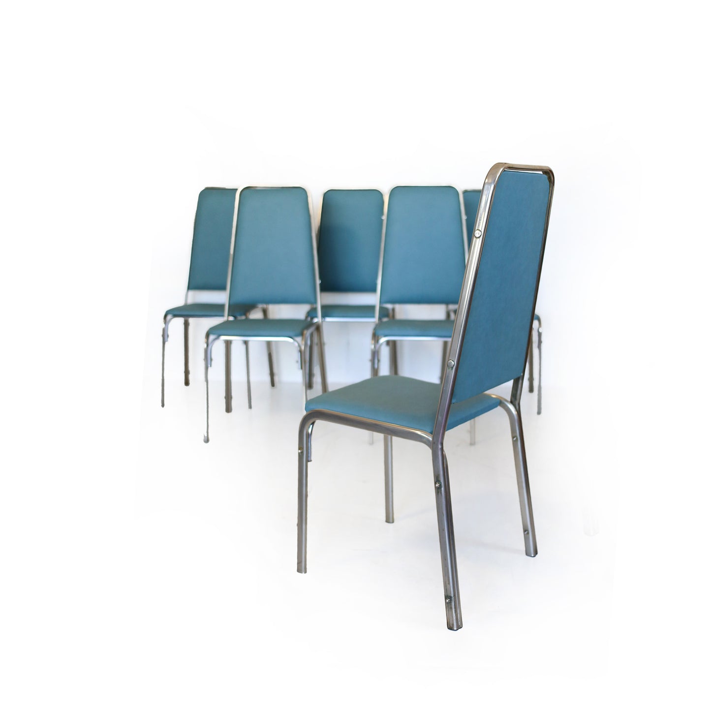 Set of Six Retro Steel Frame Chairs