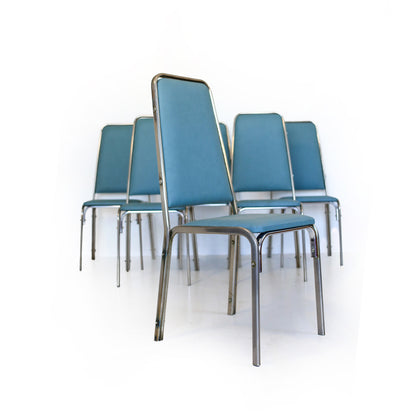 Set of Six Retro Steel Frame Chairs